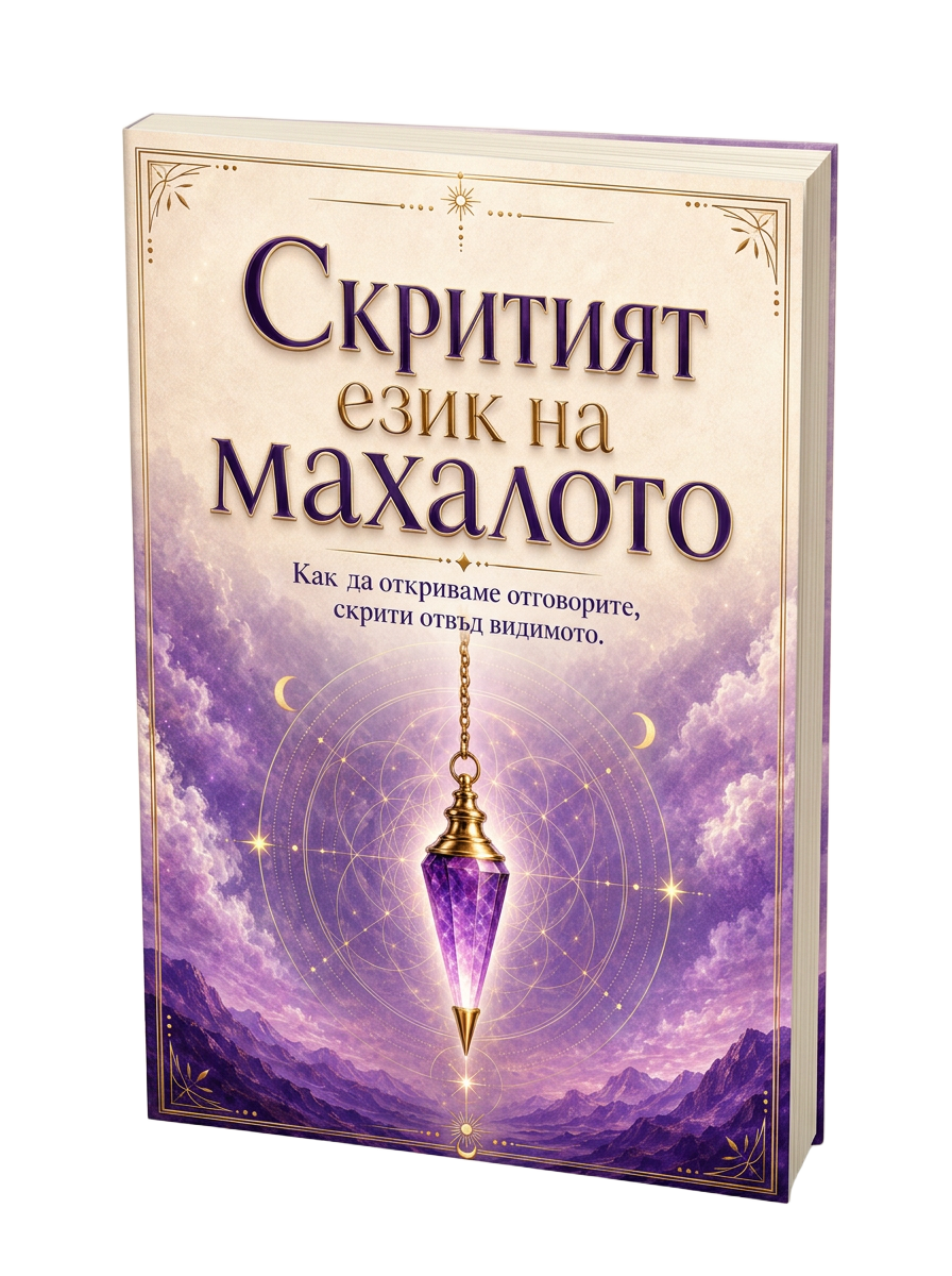 Книга „Скритият език на махалото“ — мека корица, изглед под лек ъгъл